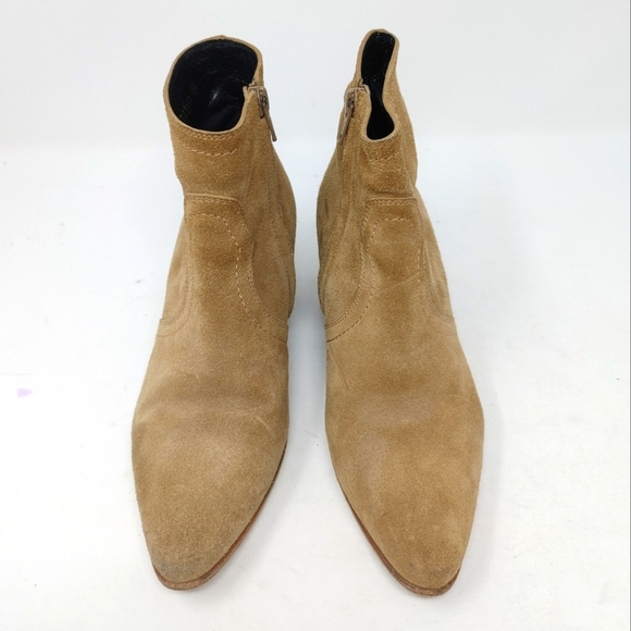 Saint Laurent Sand Suede Side Zip Ankle Boots Size 35 1/2 - Picture 2 of 11